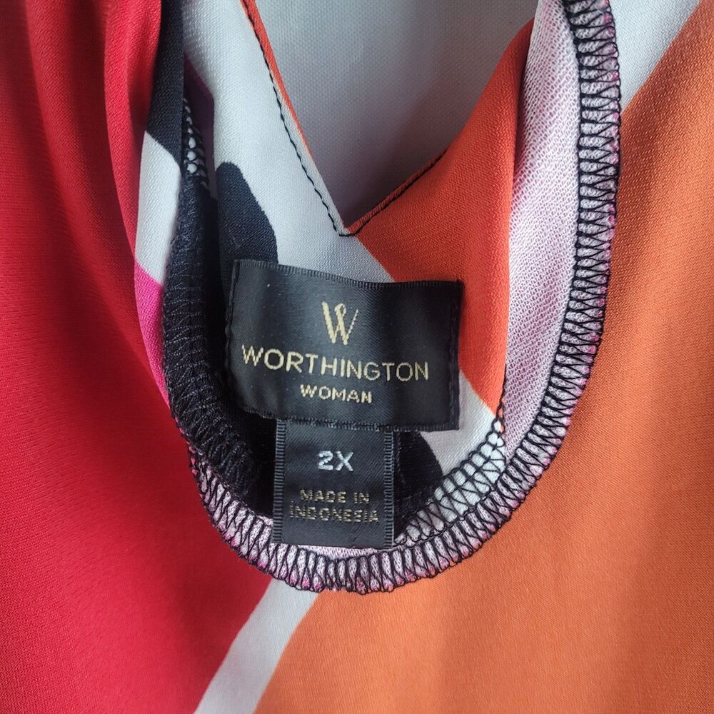 Worthington Multicolor Geometric Dress Sz 2X - Picture 4 of 5